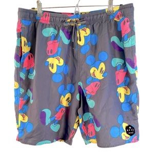 LARGE NEFF MICKEY MOUSE SWIM SHORTS TRUNKS MENS